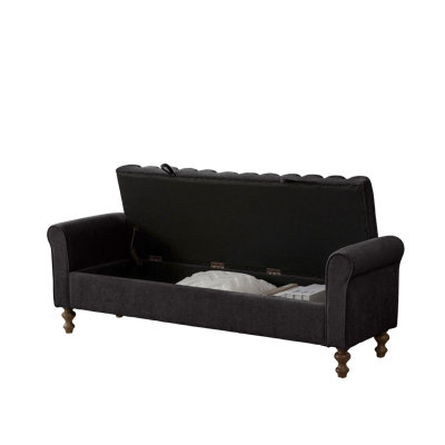 Modern Minimalist Storage Bench with Flip-Top and Solid Wood Legs