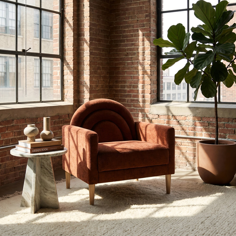 Upholstered Linen Accent Chair, Ocher
