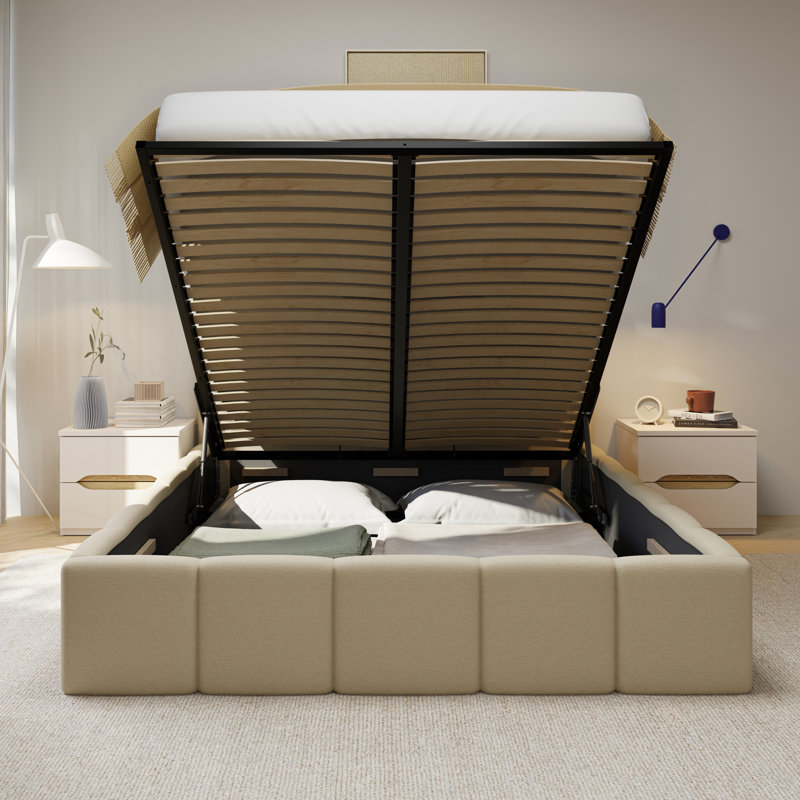 Taniaya Upholstered Bed, Beige, Kingsize (5')