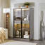 Vitrine à DEL de 60,6 po avec porte vitrée et deux tiroirs pour un rangement moderne