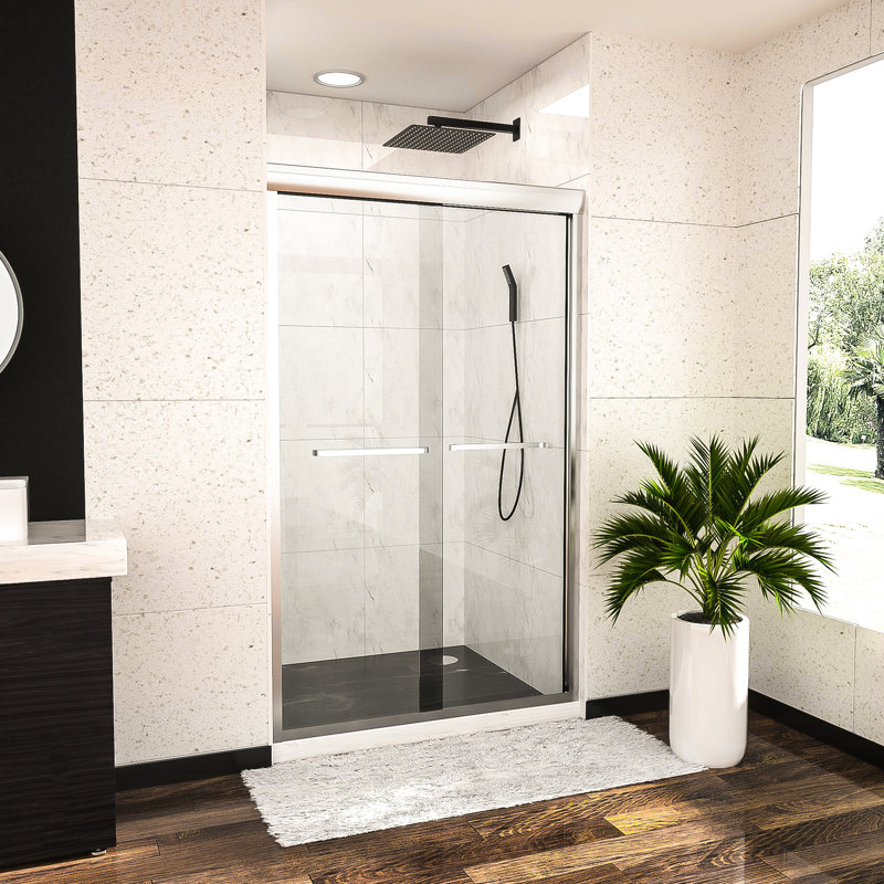 Semi- Bypass Sliding Shower Door 48" W X 76" H, H Door, Sliding, , Scratch, Silver