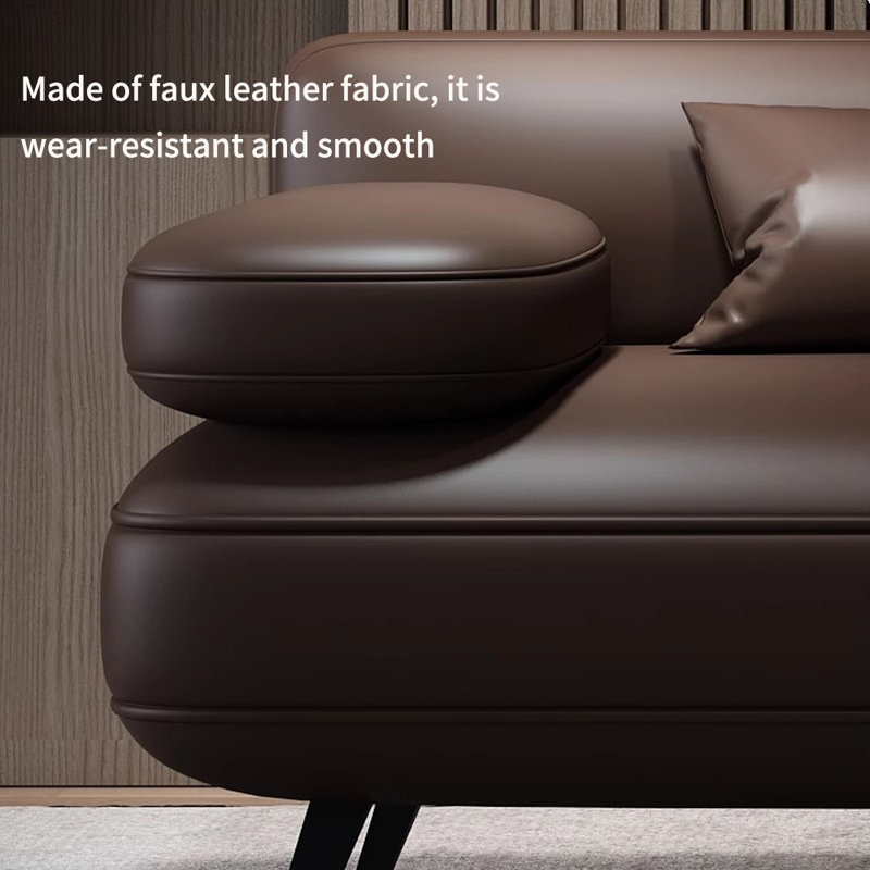 Chaise longue élégante et simple en similicuir, Brun, Orienté à gauche (vu de face)