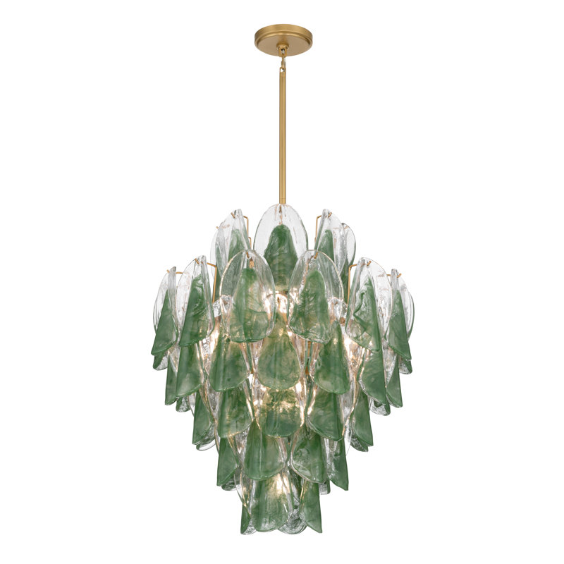 Luminaire suspendu 22,5 po Verla Crest, Transparent / vert