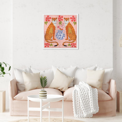 Great Mother Cheetahs - Peinture encadrée sur papier