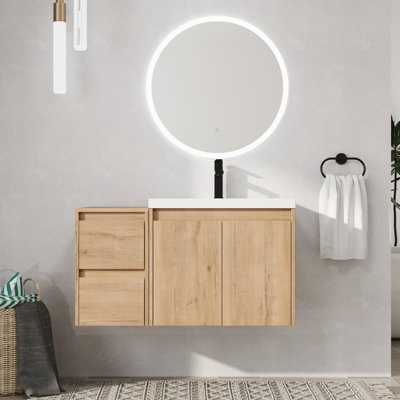 Ensemble de meuble-lavabo mural simple 36 po avec plateau en résine Bellmead