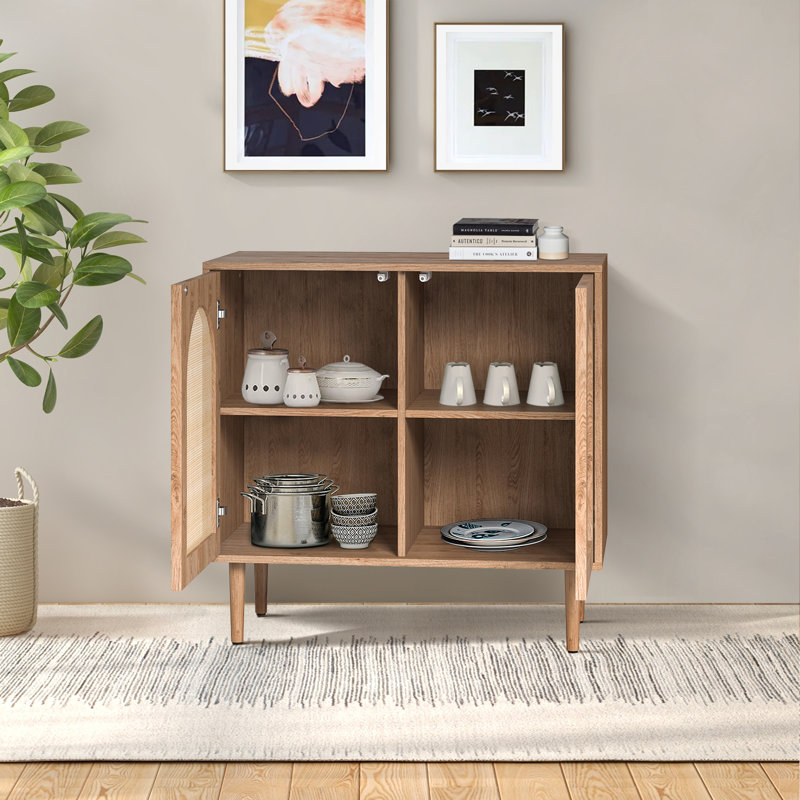 30.2" H 2-Door Wood Accent Cabinet, Oak