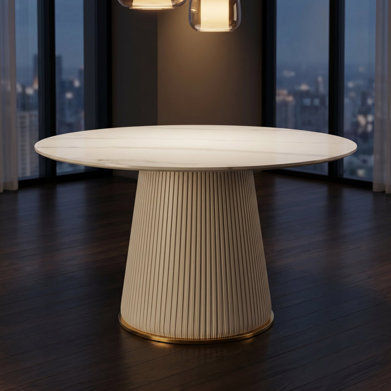Table de salle à manger ronde en pierre frittée