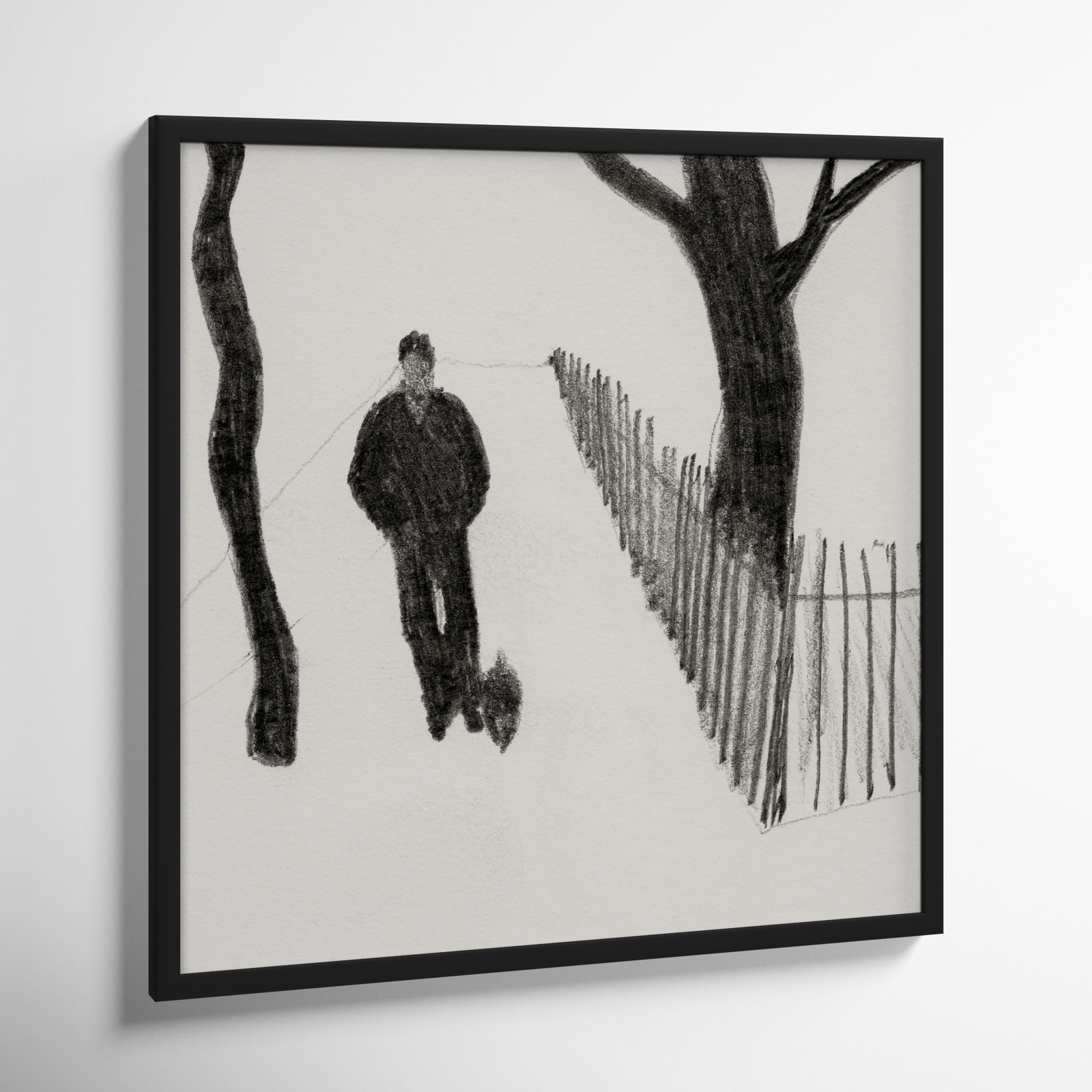 Walking The Dog by Simon Schneiderman, Black, 30" H x 30" W x 1.25" D