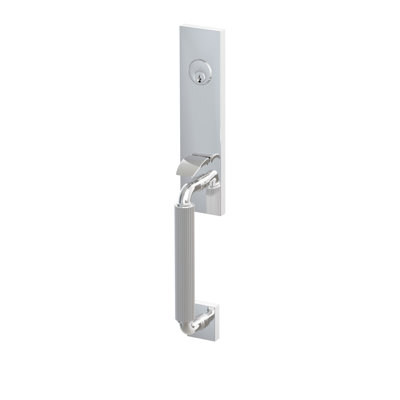 Emtek SELECT Faux robinet à mortaiser monolithique, tige extérieure en forme de R avec poignée moletée droite, tige intérieure conique avec bouton vert marbré, chrome poli