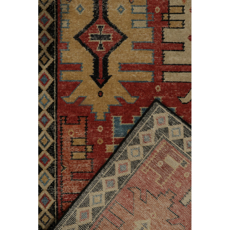 Distressed Homage Hand Knotted Wool Geometric Area Rug, Runner 3' x 10'