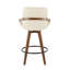 Tabouret de comptoir Mid-Century en similicuir noyer et crème By