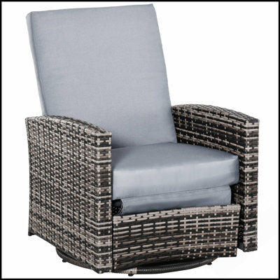 Fauteuil inclinable pivotant en osier pour l'extérieur Outsunny avec dossier inclinable, repose-pieds relevable et base pivotante à 360 °