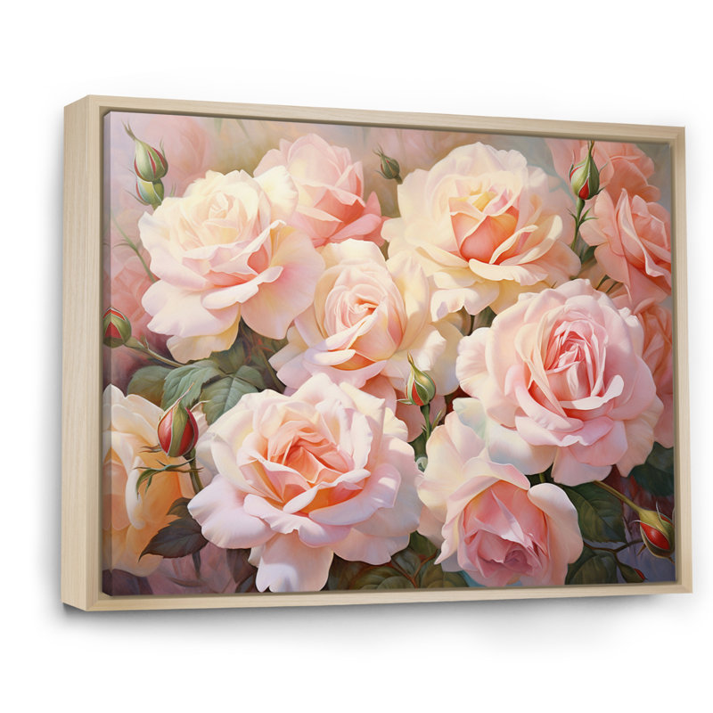 Roses roses, impression romantique, H 12 po x l 20 po x P 1 po, Cadre naturel flottant