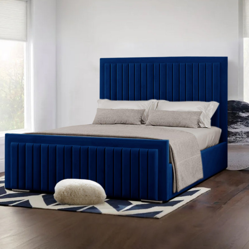 Upholstered Bed, Blue, Super King (6')