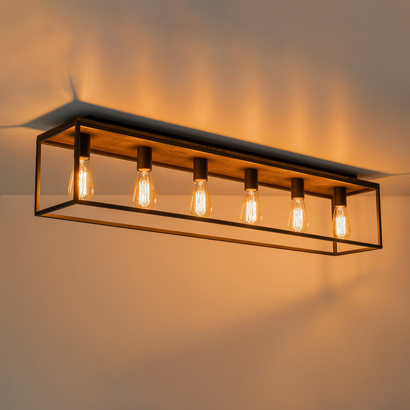 Plafonnier encastré 6 lumières Modern Farmhouse, H 9 po x l 43,3 po x P 7,9 po
