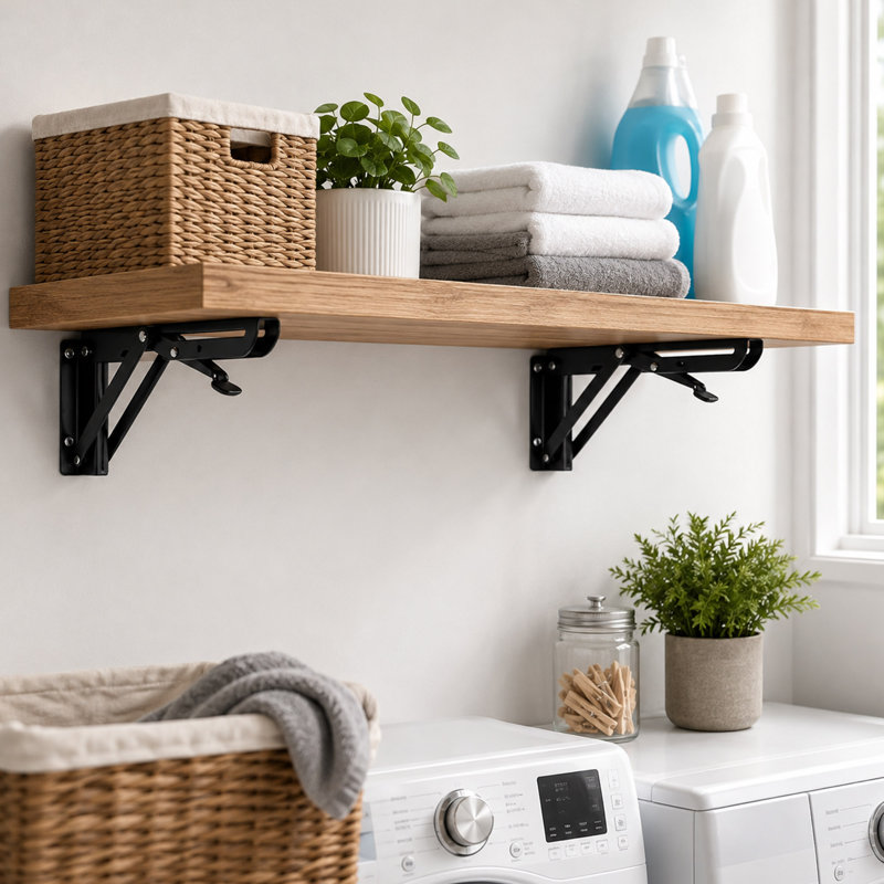 16'' Folding Shelf Brackets, Heavy Duty Wall Mount Design