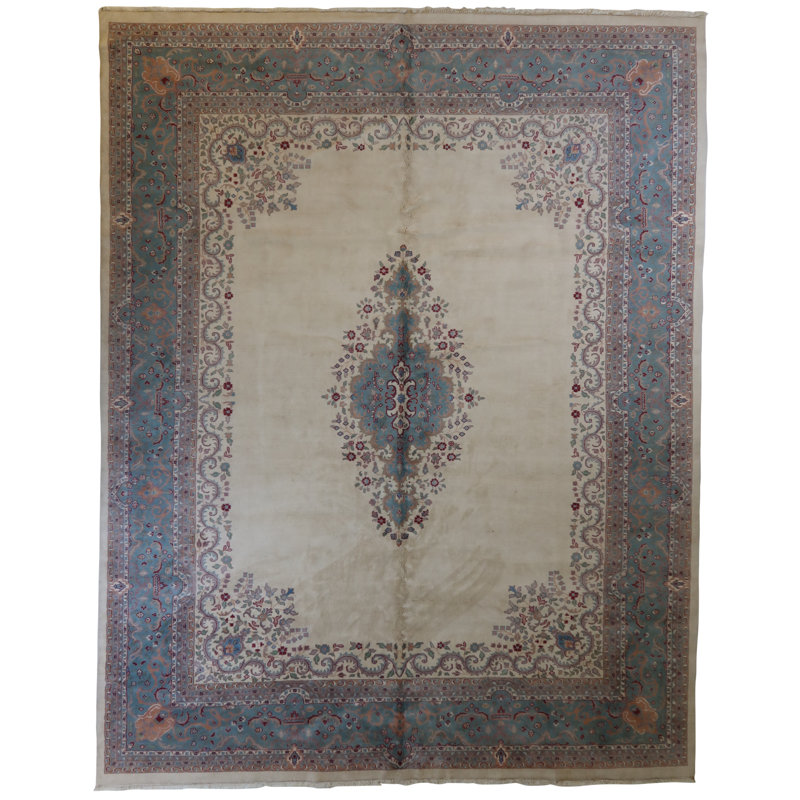 Global Rug One-of-a-Kind Hand-Knotted Kerman 12'1" x 15'4" Wool Area Rug