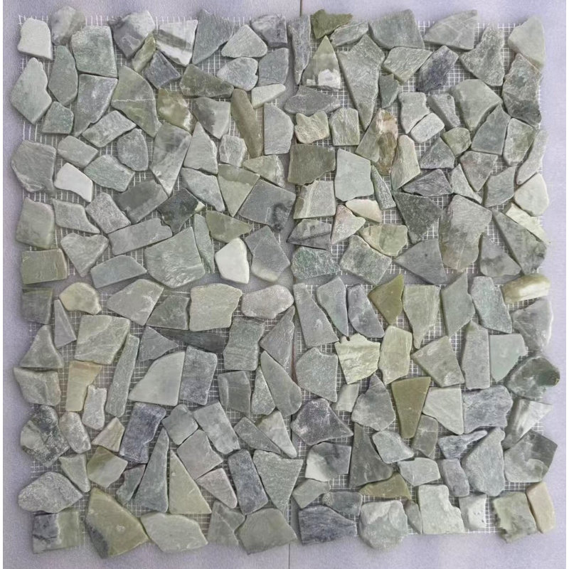 Jade Flat Random Sized Marble Mosaic Tile in Green