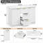Meuble-lavabo autoportant blanc de 121,4 cm (47,8 po), en MDF à panneaux cannelés, avec 2 tiroirs et 2 portes, charnières à fermeture amortie, étagères réglables et tablette de rangement double intégrée à la porte.