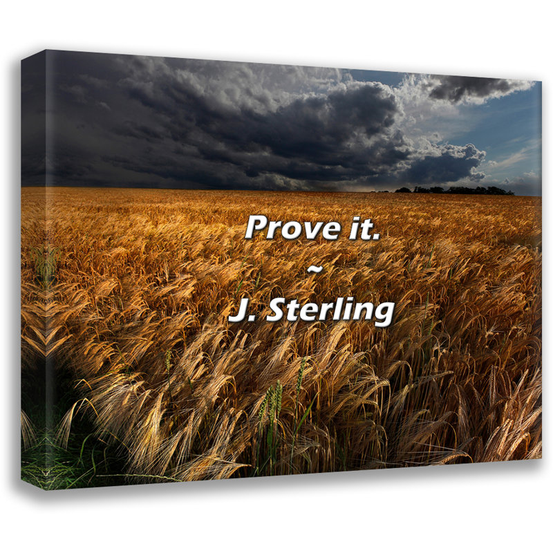 Citation artistique «Prove it». Toile tendue par J. Sterling, H 28 po x l 40 po