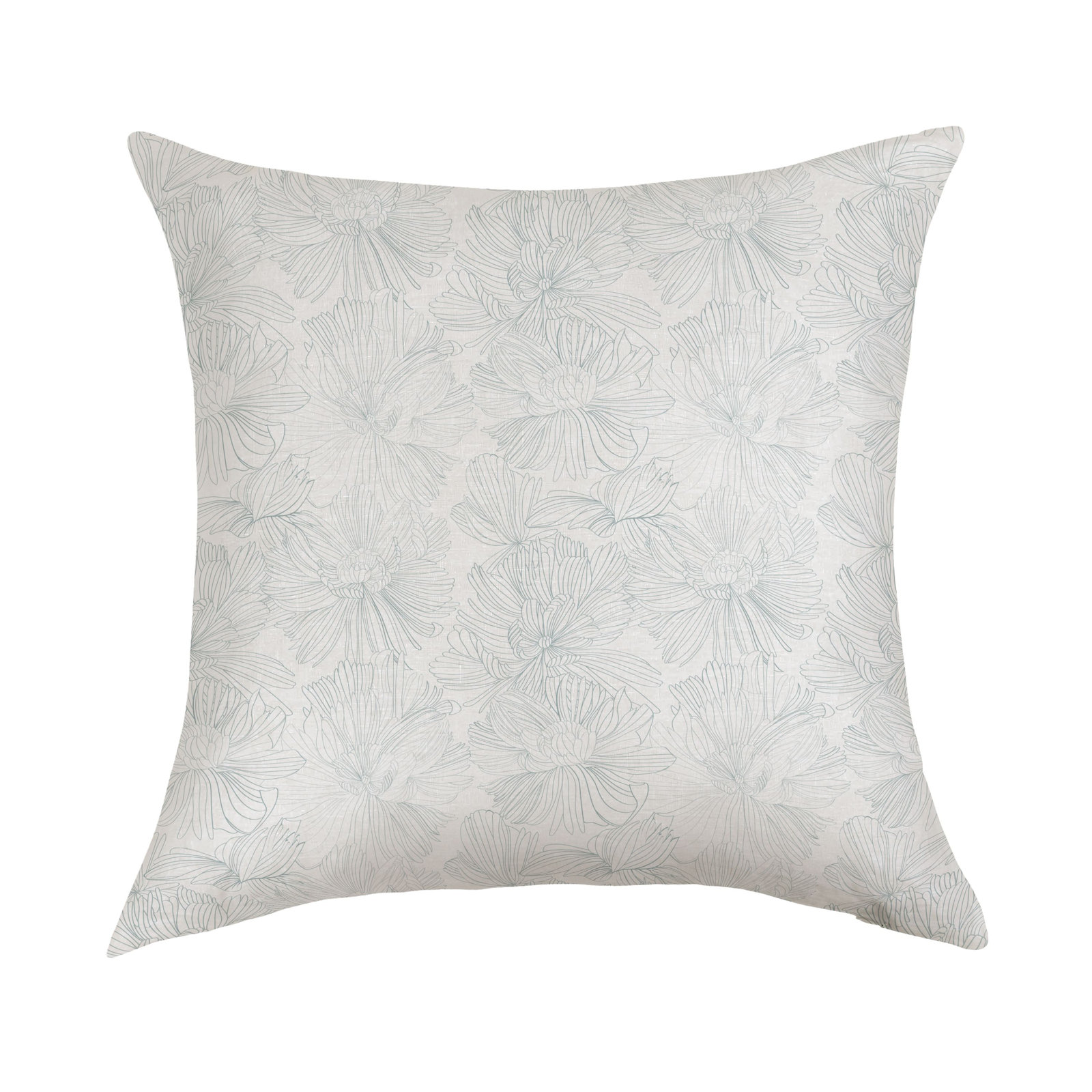 100% French Linen Pillow Sham, Square 20", Cream & Wave Floral, Pillow Cover Only - No Insert