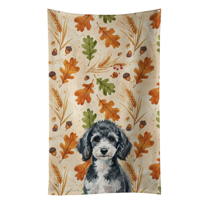 Miniature Parti Poodle Heirloom Fall Kitchen Towel, Miniature Parti Poodle