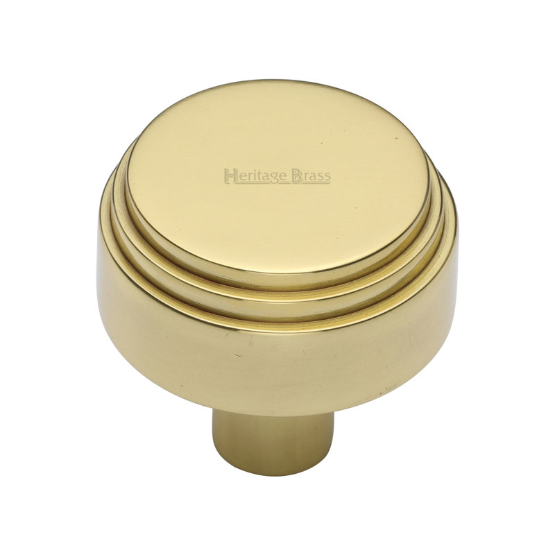 Heritage Brass Heritage Cabinet Knob Round Deco Design, Polished Brass, 3.4cm H x 3.2cm W x 3.2cm D