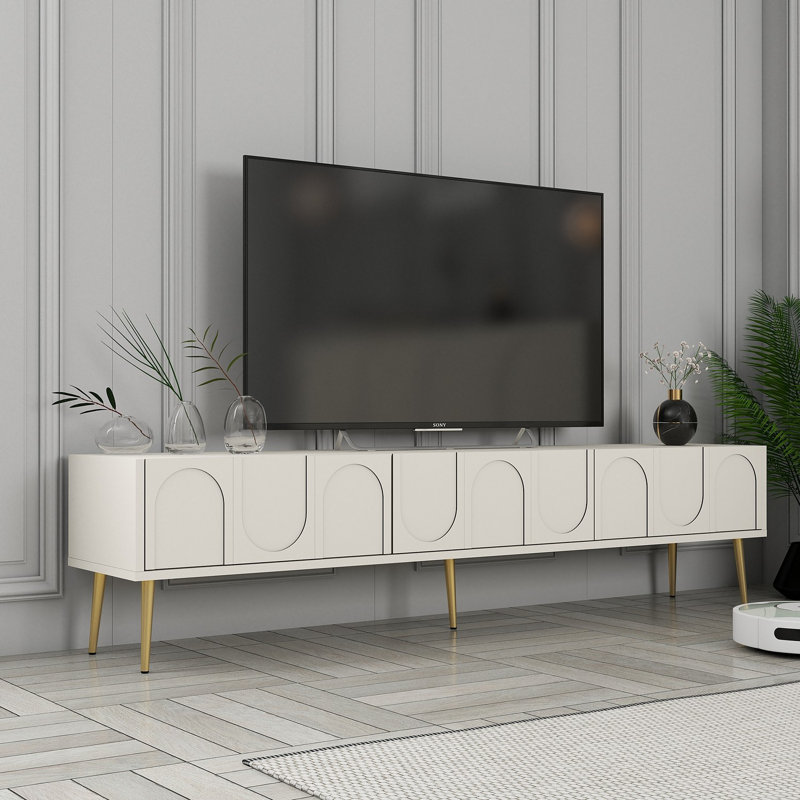 Keikei Unfinished TV Stand, Cream/Gold