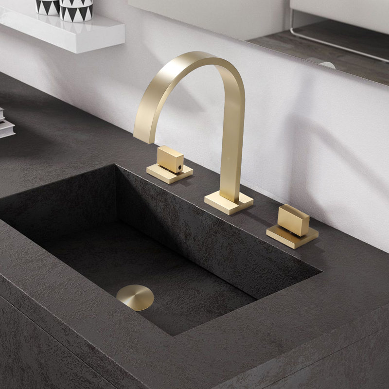 2-Handle Widespread Bathroom Sink Faucet for 3 Hole, Brushed Gold, Drain Assembly Not Included