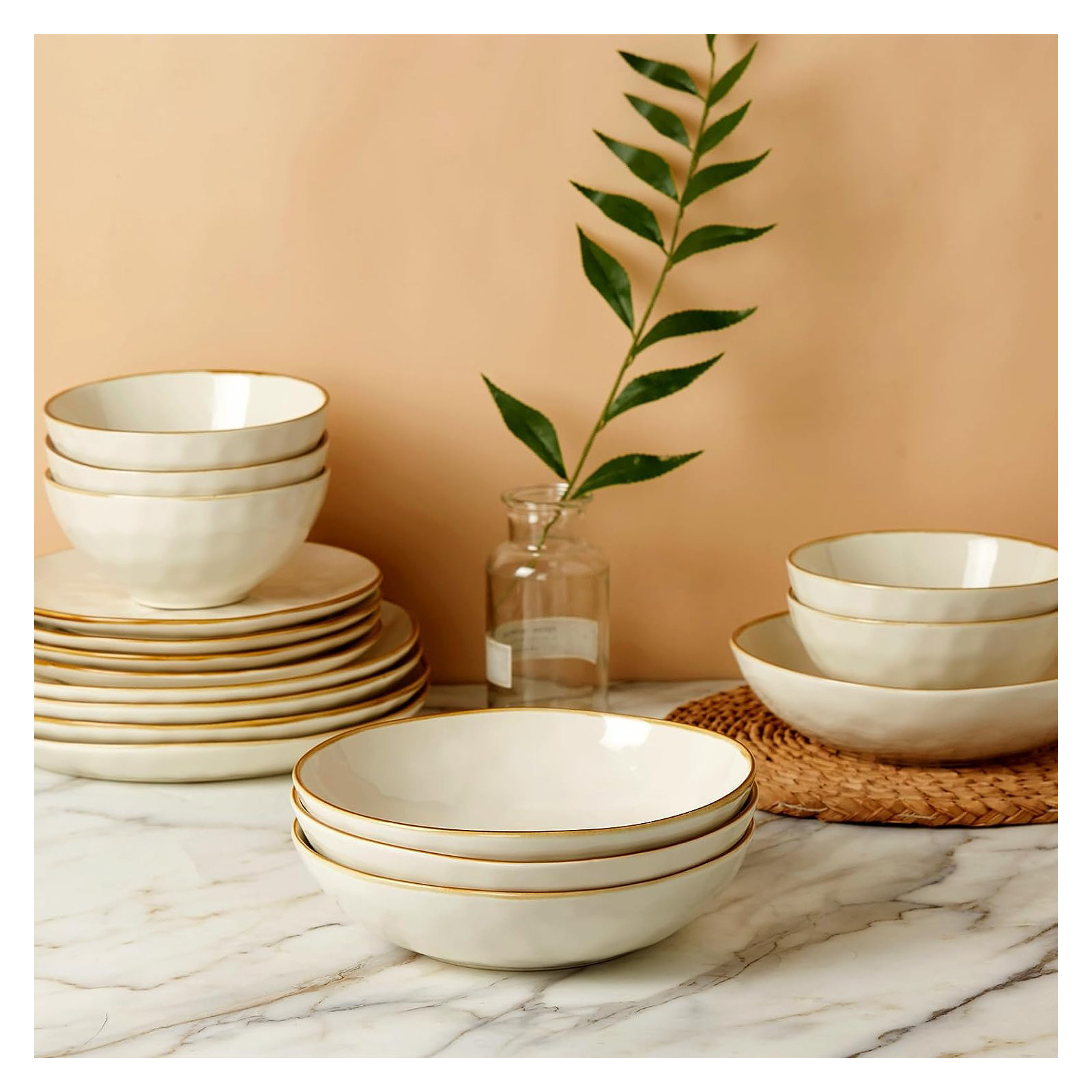 Leny 8.5'' Stoneware Large Pasta Bowl, Vanilla White