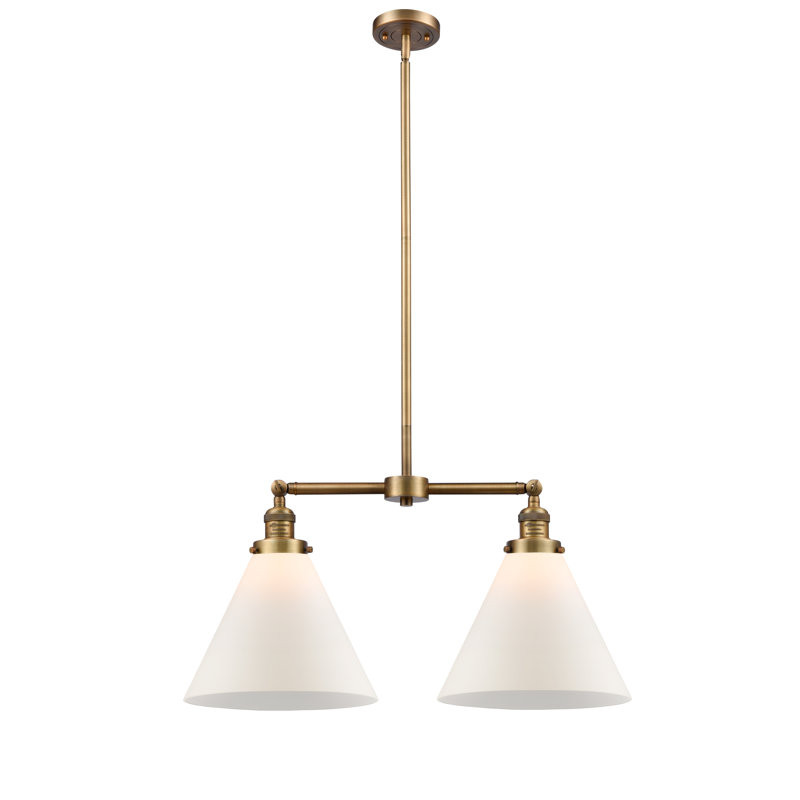 Runkle 2 - Light Kitchen Island Pendant, Matte White Cased, No Bulb Included, Brushed Brass