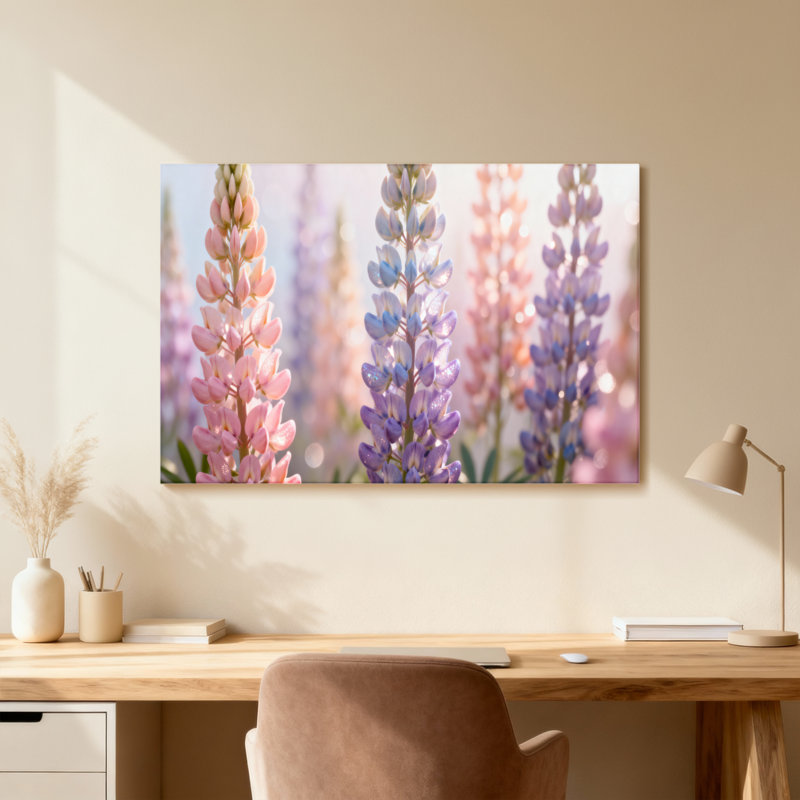 Plantes et fleurs fleurs de lupin pastel dans une douce lumière, Toile tendue, Ne s’applique pas, H 20 po x l 30 po