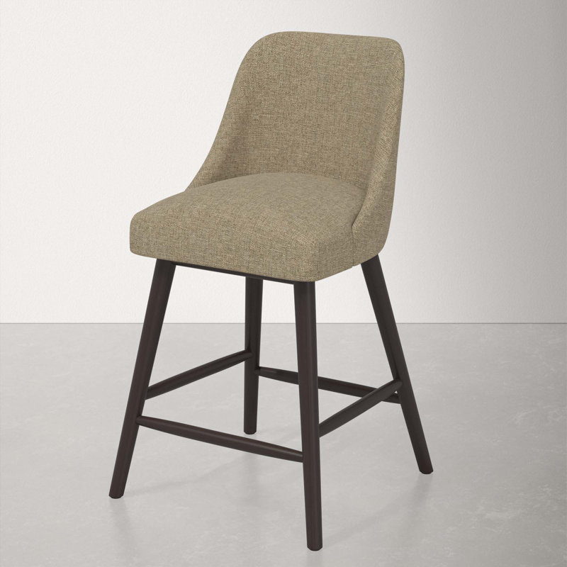 Tabouret Gallie, Espresso, Tabouret de comptoir (siège d'une hauteur de 27 p, Lin texturé naturel Zuma