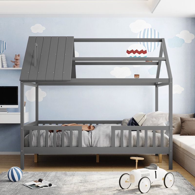 Lit Wood House, gris, Simple