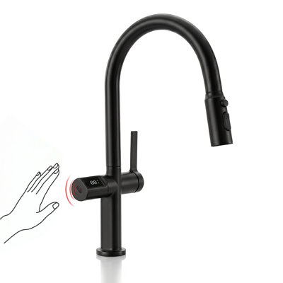 Lefton Touchless Pull-out Kitchen Faucet, Hands Free Motion Sensor Activated, Battery-free Temperature Display, Kf2206