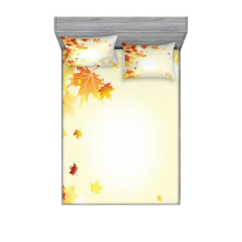 Ensemble de draps et taies décoratives Ambesonne Autumn, orange pâle moutarde foncé