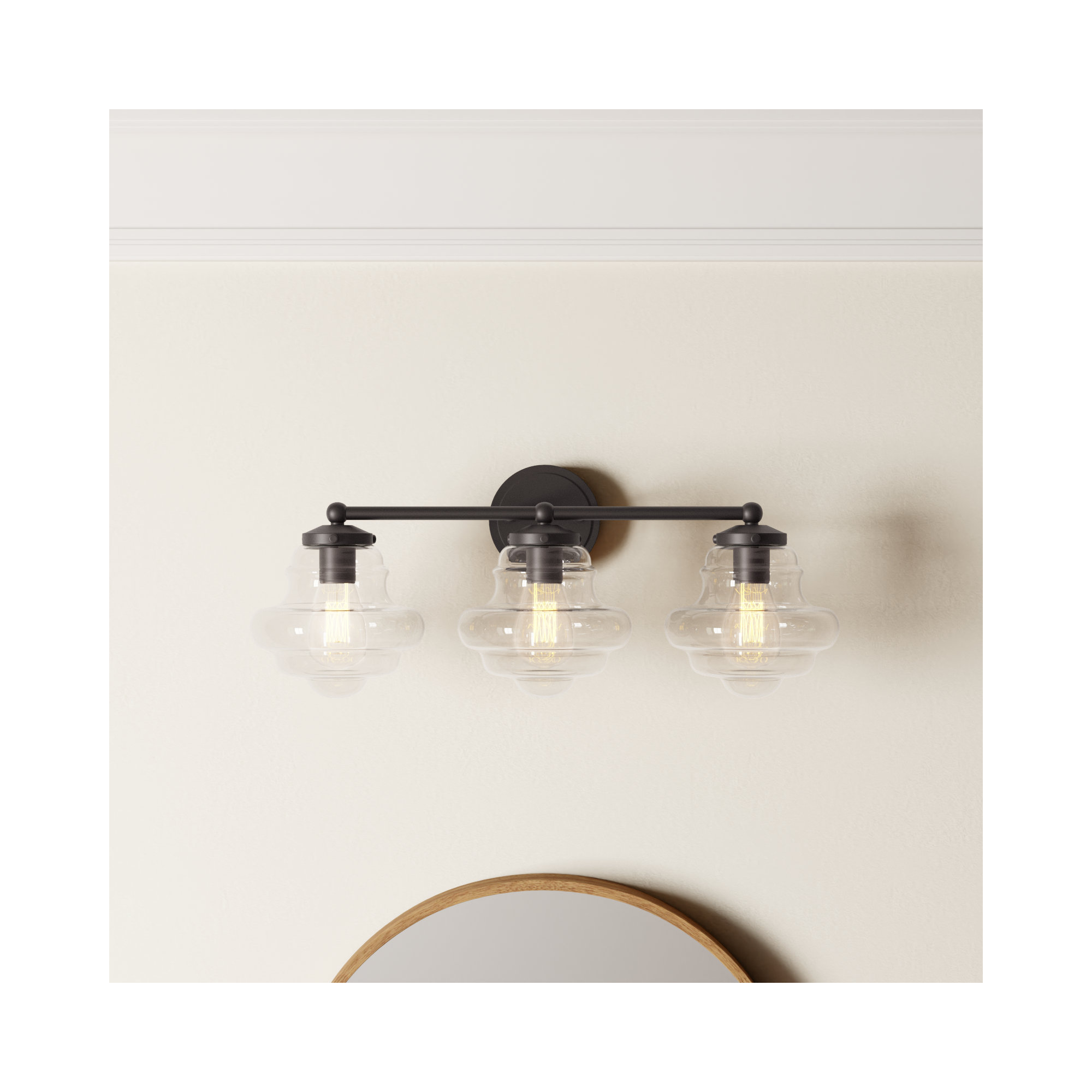 Marah 3 Light Transparent Dimmable Vanity Light, Oil Rubbed Bronze