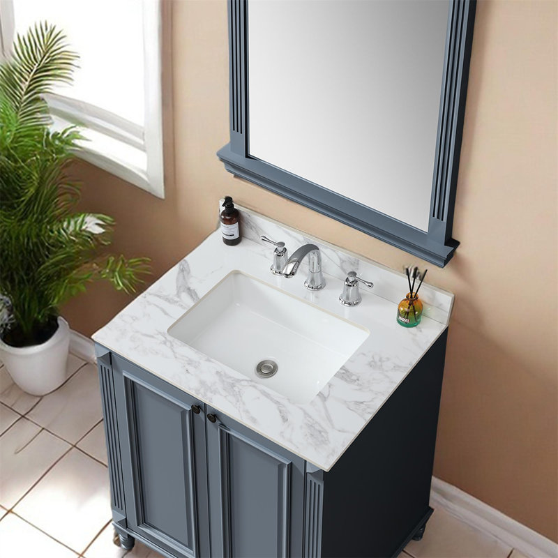 Lavabo encastré rectangulaire en céramique, Centres de 8 po
