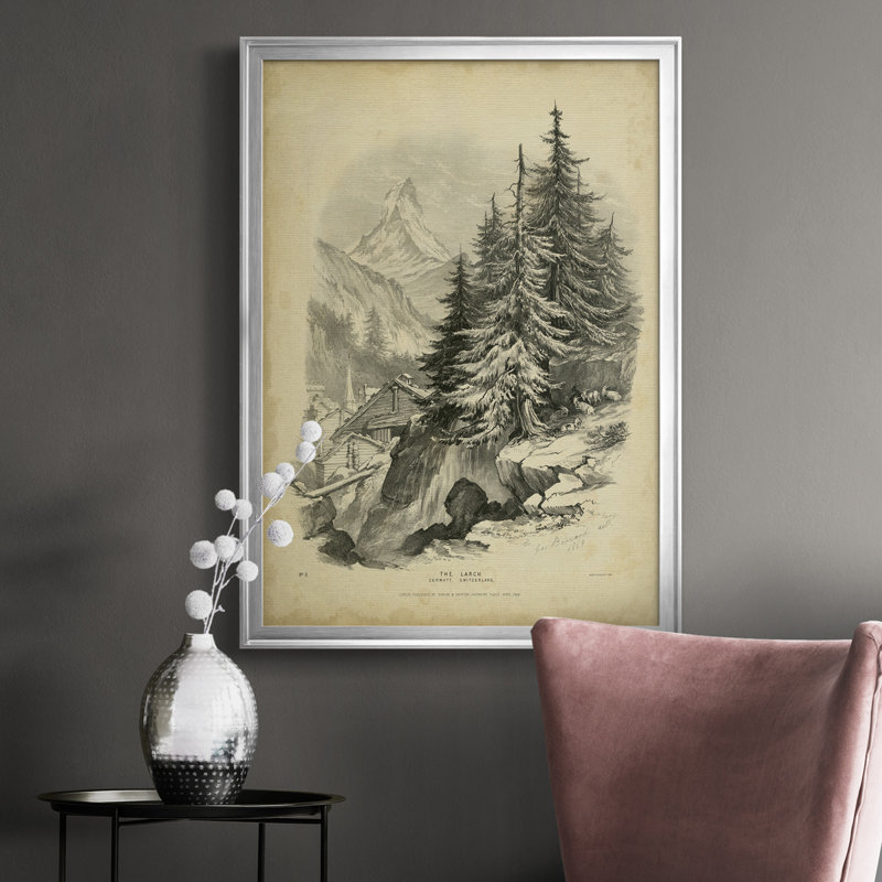 Toile encadrée de qualité supérieure The Larch, H 42,5 po x l 30,5 po x P 1 po, Cadre argenté