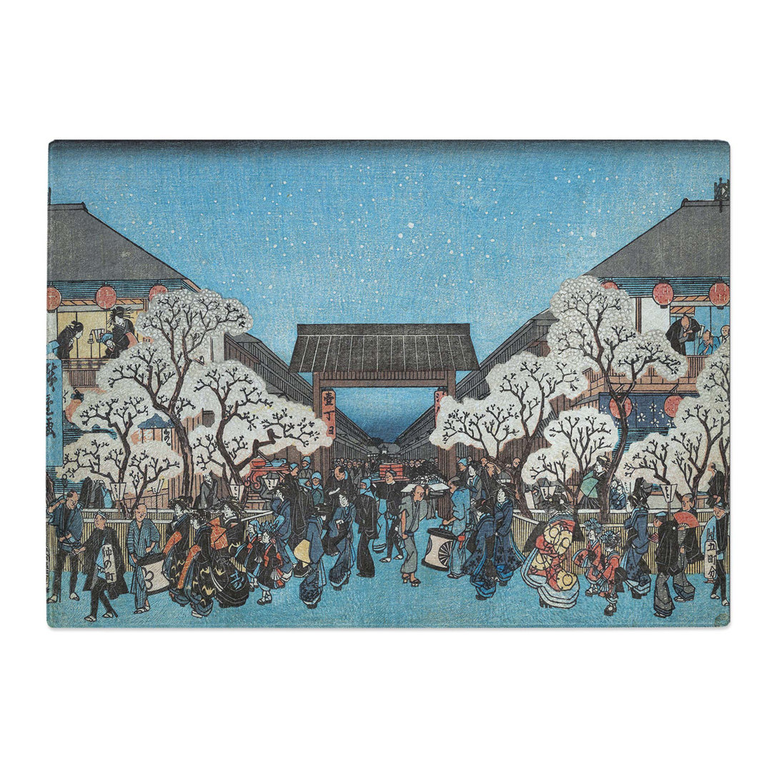 Tempered Glass Yoshiwara Yo Zakura No Zu by Utagawa Hiroshige Chopping Board