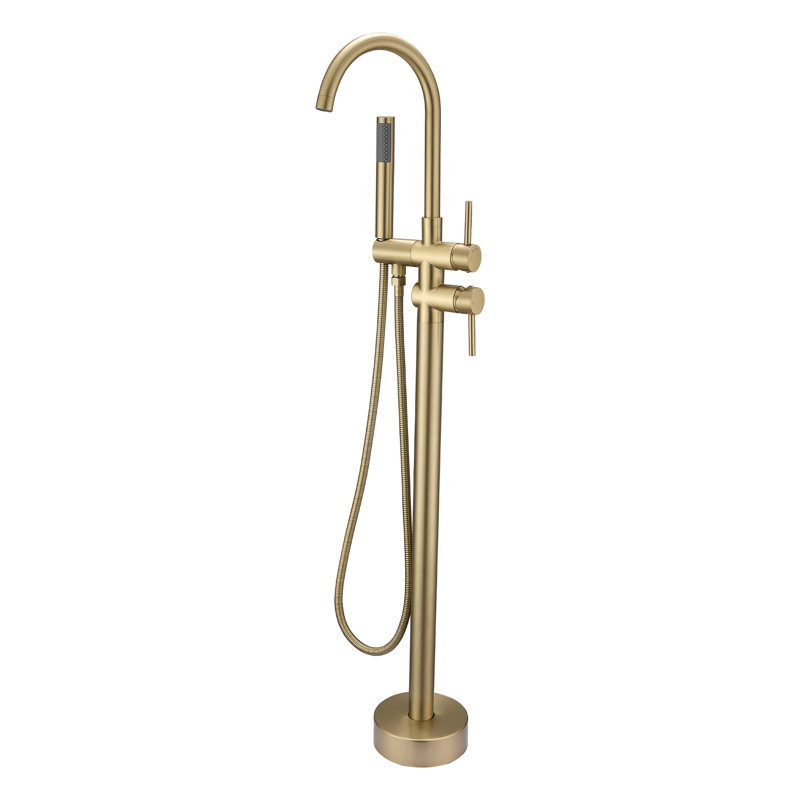 Single Handle Floor Mounted Tub Faucet, Brushed Gold