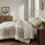 Édredon pour lit double / grand 3 pièces - Esthétique avec motif rayé, tissage unique de gaufres et de gaze, côtés en coton ultra doux, rembourrage moelleux, look confort toute l'année, édredon texturé mixte, matériau naturel,-120670588-120670590