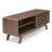 TV Stand with Storage, Entertainment Center with Slatted Sliding Door, Mid Century Modern TV Stand, Farmhouse Media Console for Living Room (Walnut, 46")