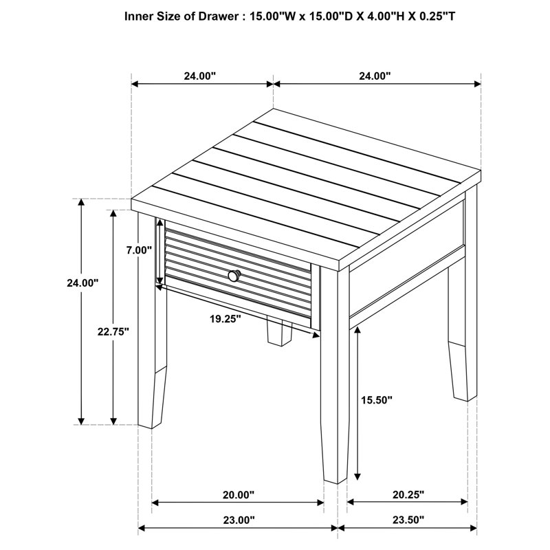 Hayu 1-Drawer Square End Table Distressed Java