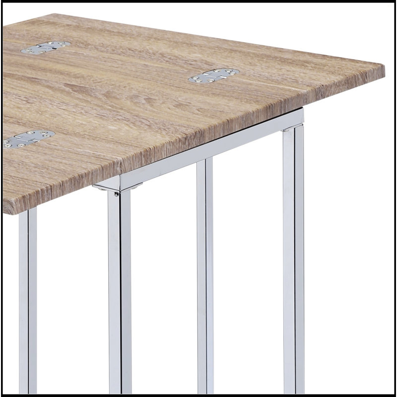 Weathered Oak And Chrome Side Table