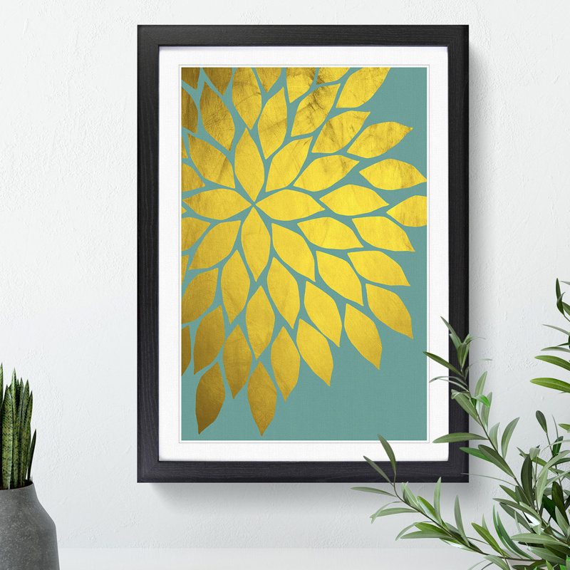 Abstract Leaves No.1 Gold - Framed Print, 36cm H x 27cm W x 2cm D, Black
