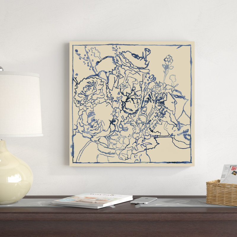 Croquis floral indigo I, H 20 po x l 20 po x P 1,25 po
