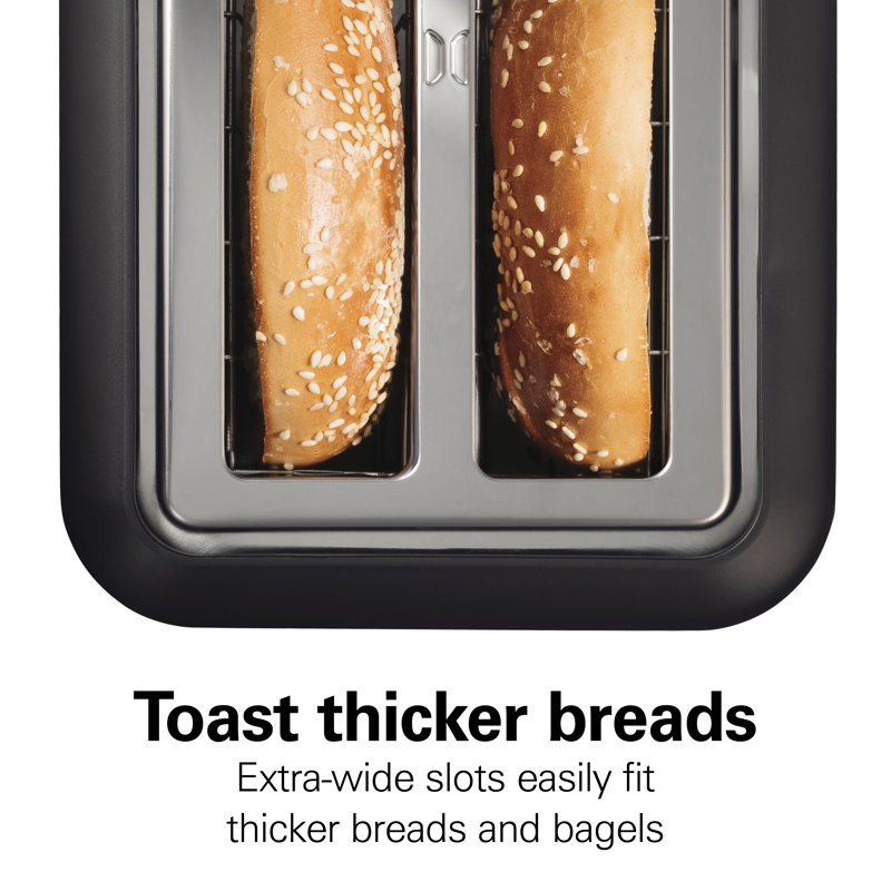 Matte Black and Stainless Steel 2-Slice Long Slot Toaster
