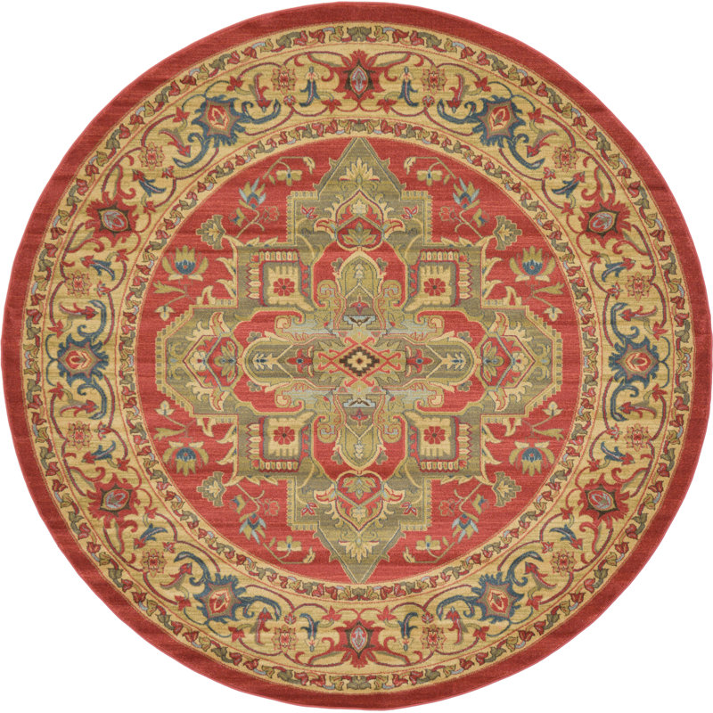 Tapis rouge de style oriental Eesi, Rond 8 pi
