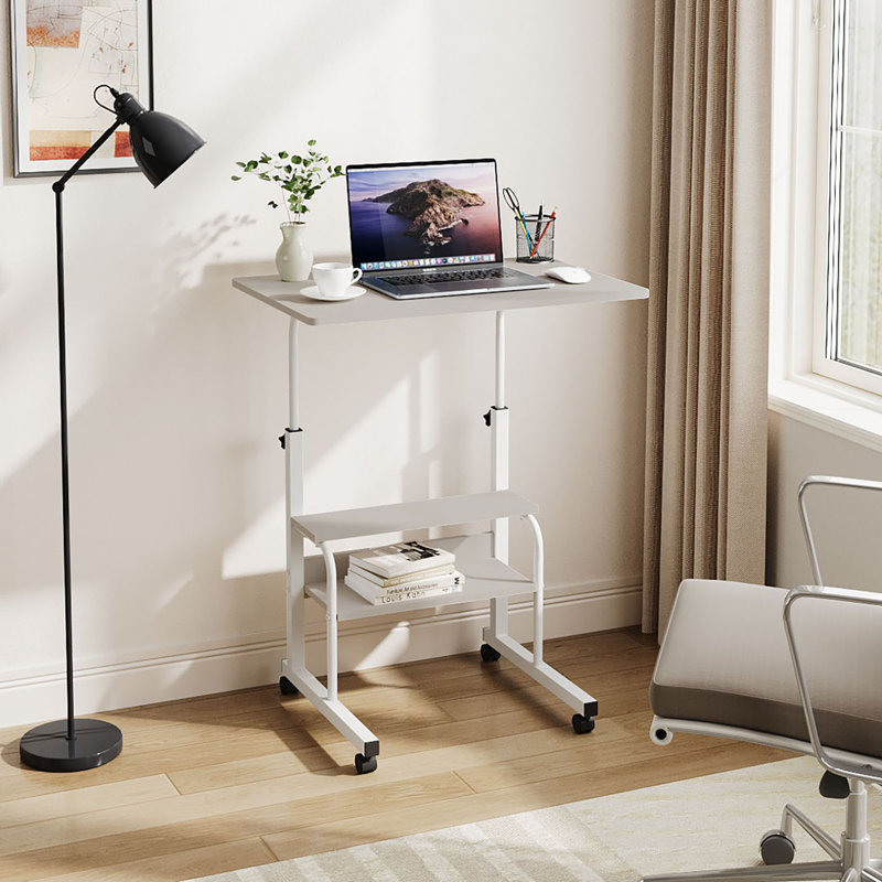 Adjustable Metal Base Computer Desk, White
